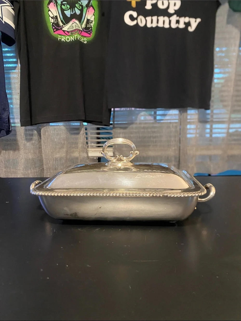 Silver Plated Covered Serving Dish with Rope Edge